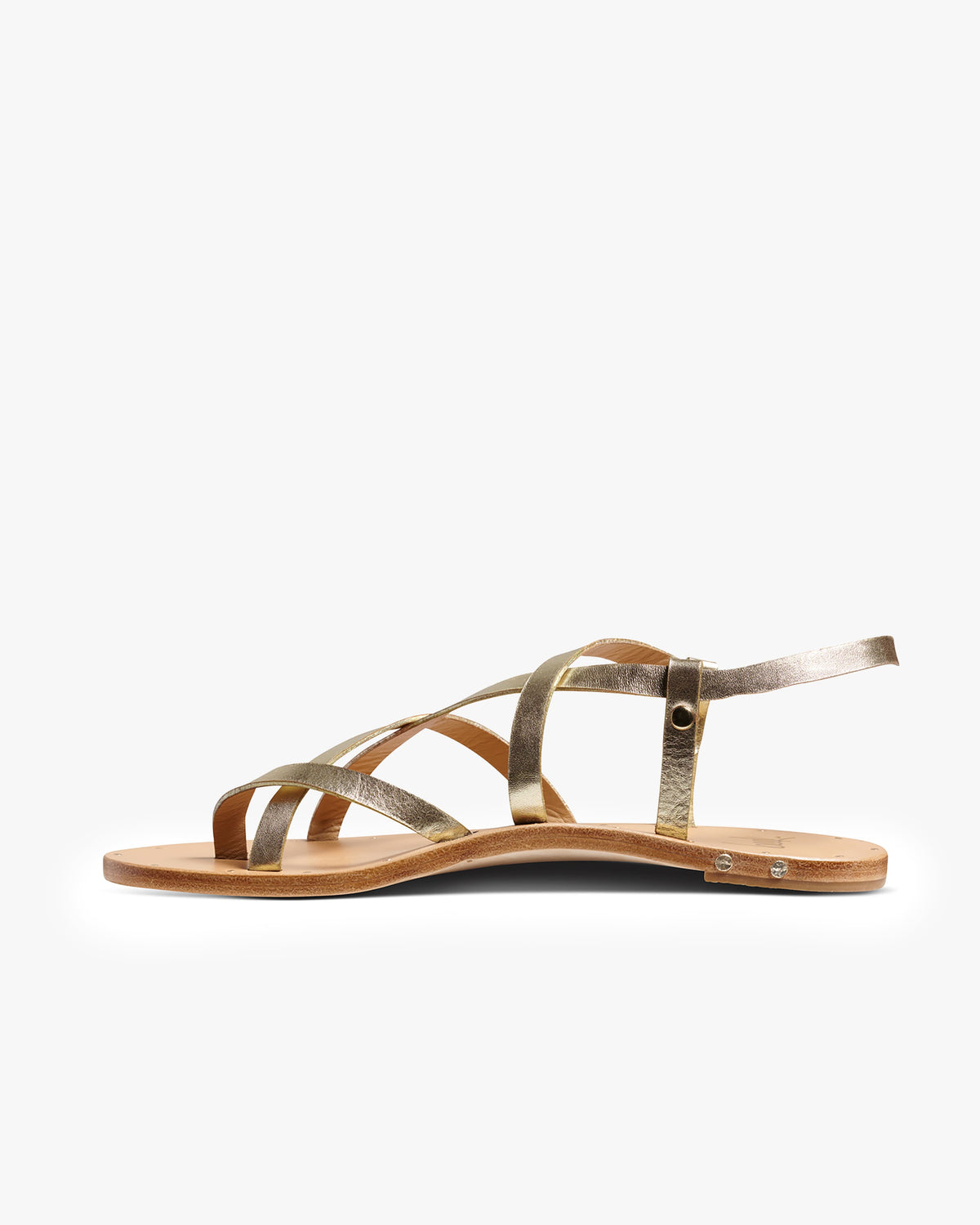 Linnet all-leather sandals in gold/beach - product side shot