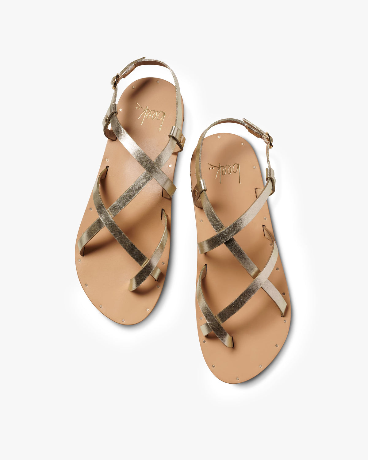 Linnet all-leather sandals in gold/beach - product top shot