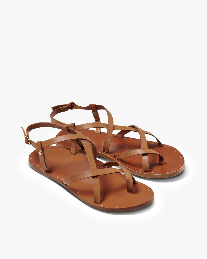 Linnet leather sandals in tan - product angle shot