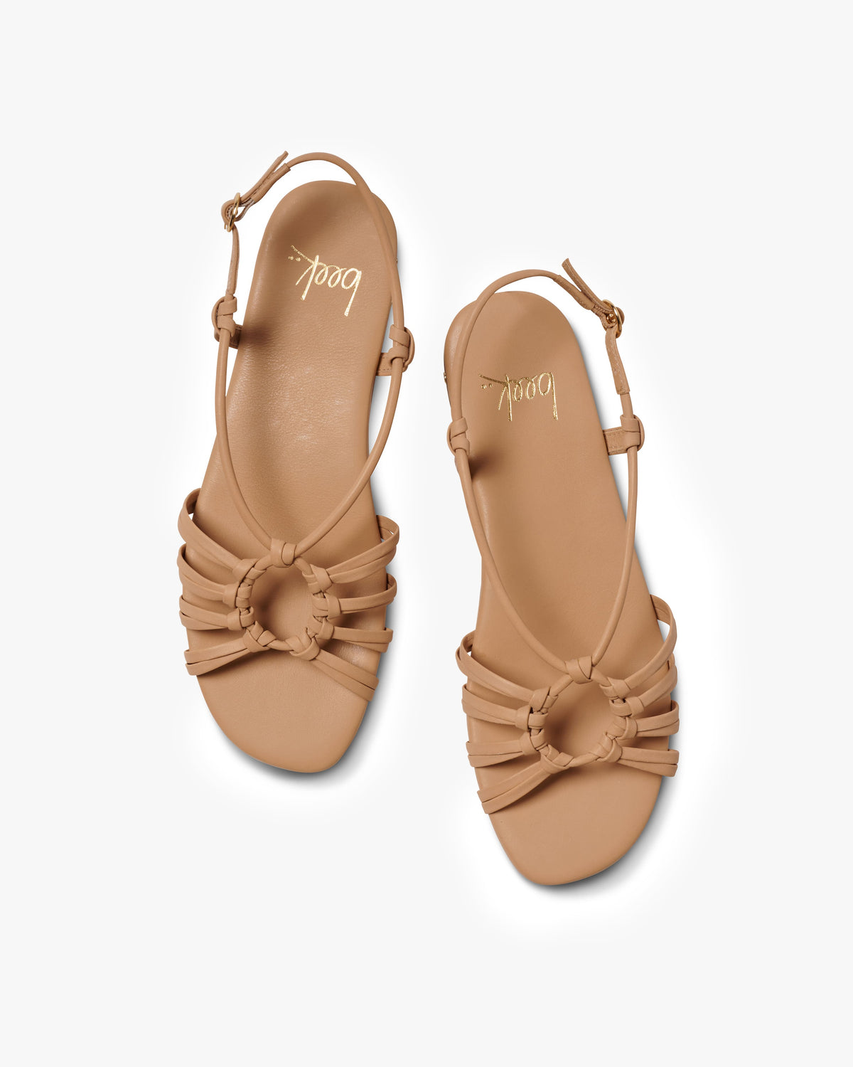 Livia leather ankle wrap sandal in beach - product top shot
