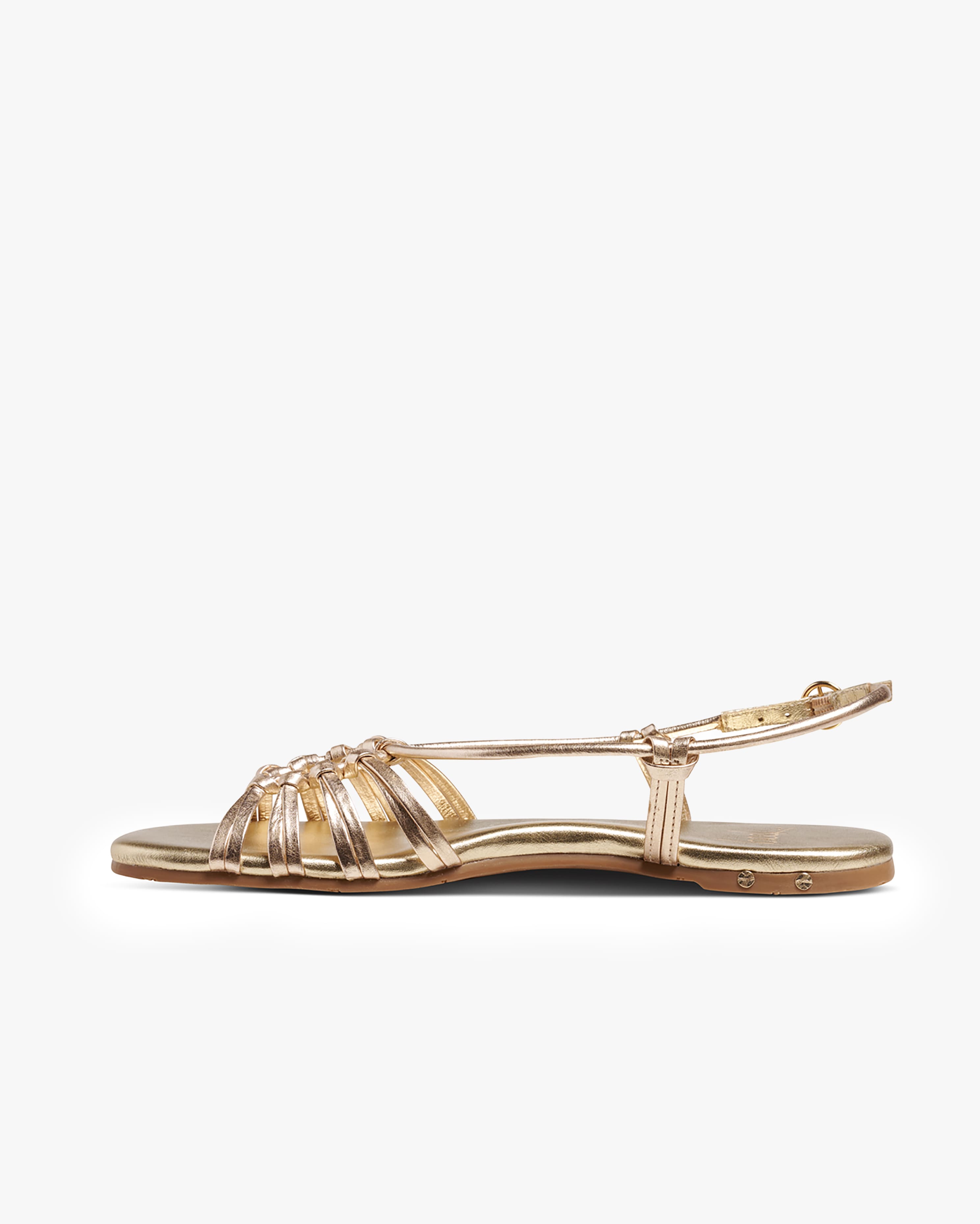 Livia Knotted Leather Strap Sandal - Gold | beek