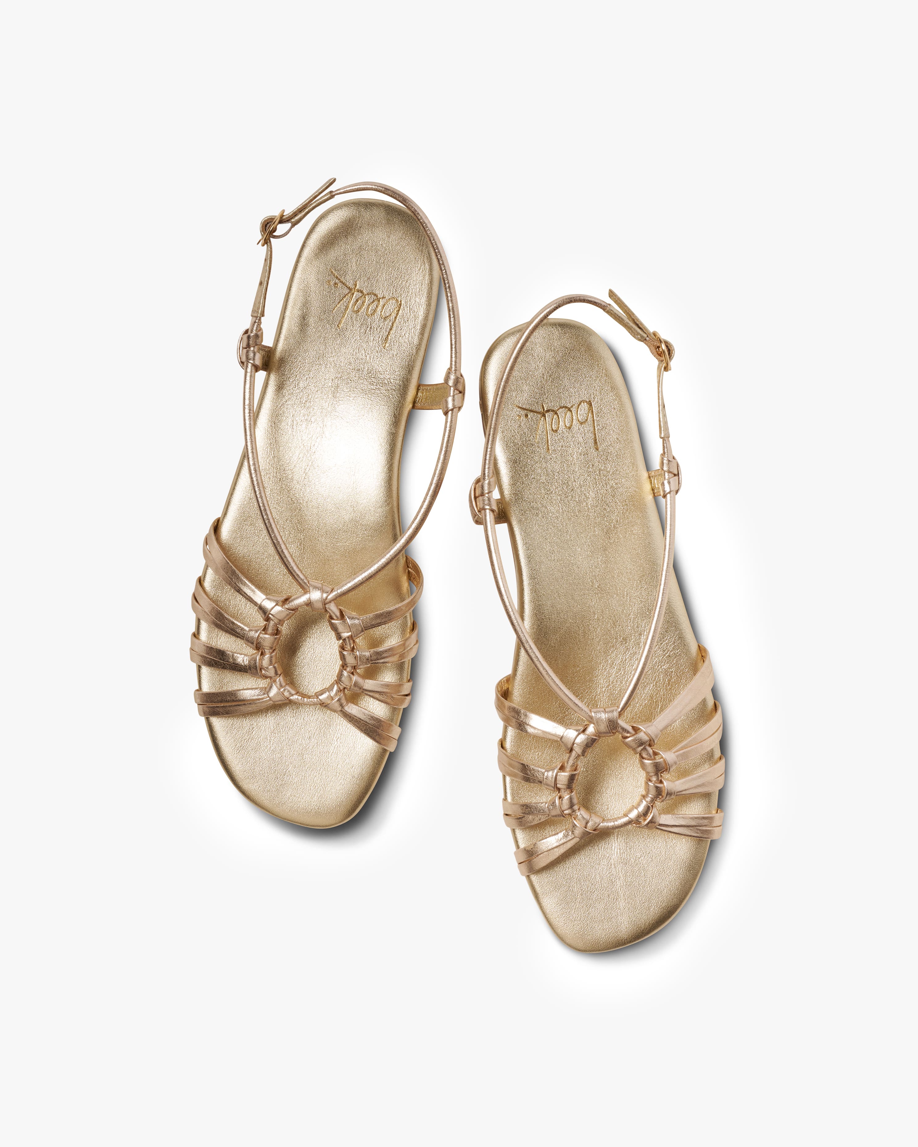 Livia Knotted Leather Strap Sandal - Gold | beek