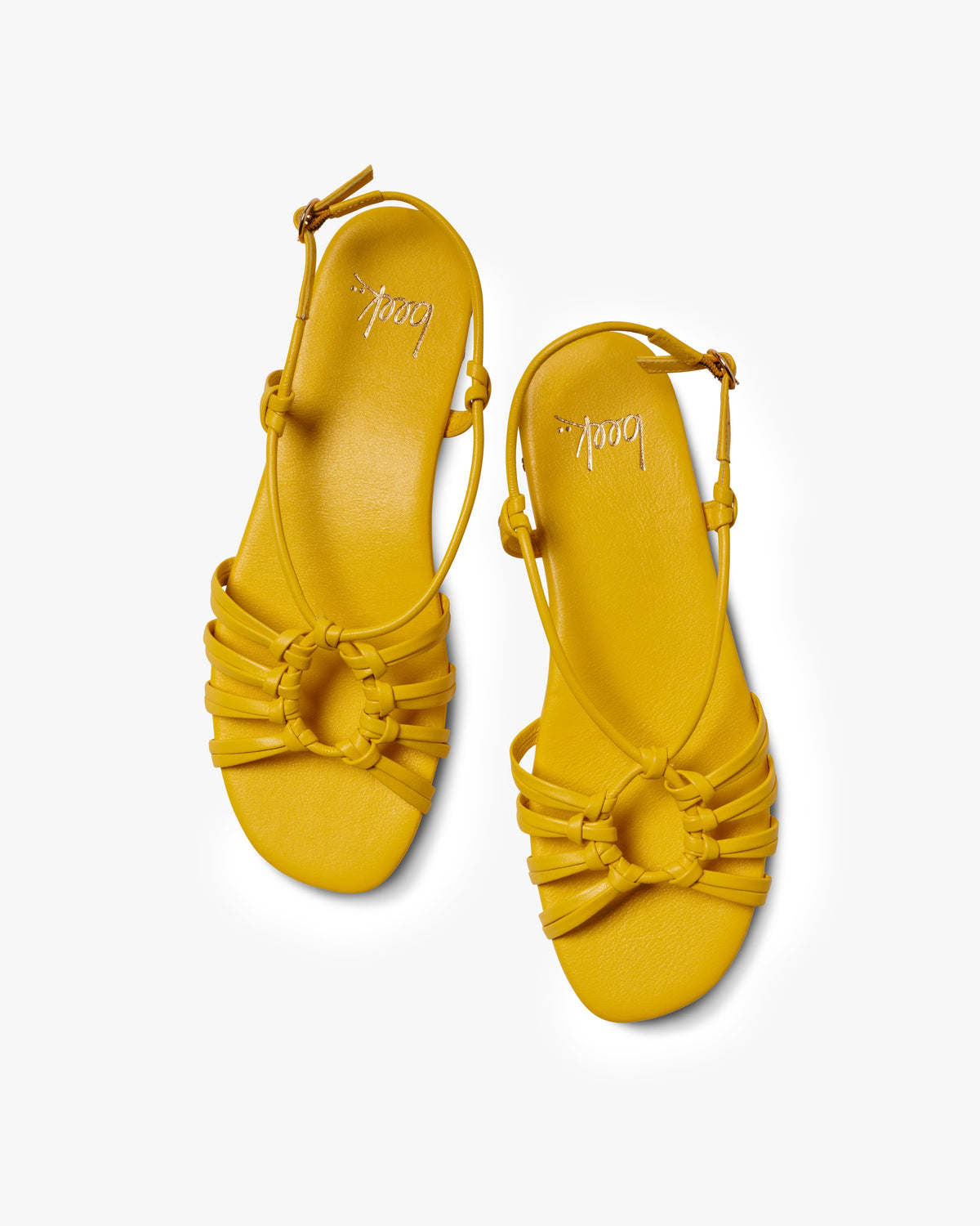 Livia leather ankle wrap sandal in lemon - product top shot