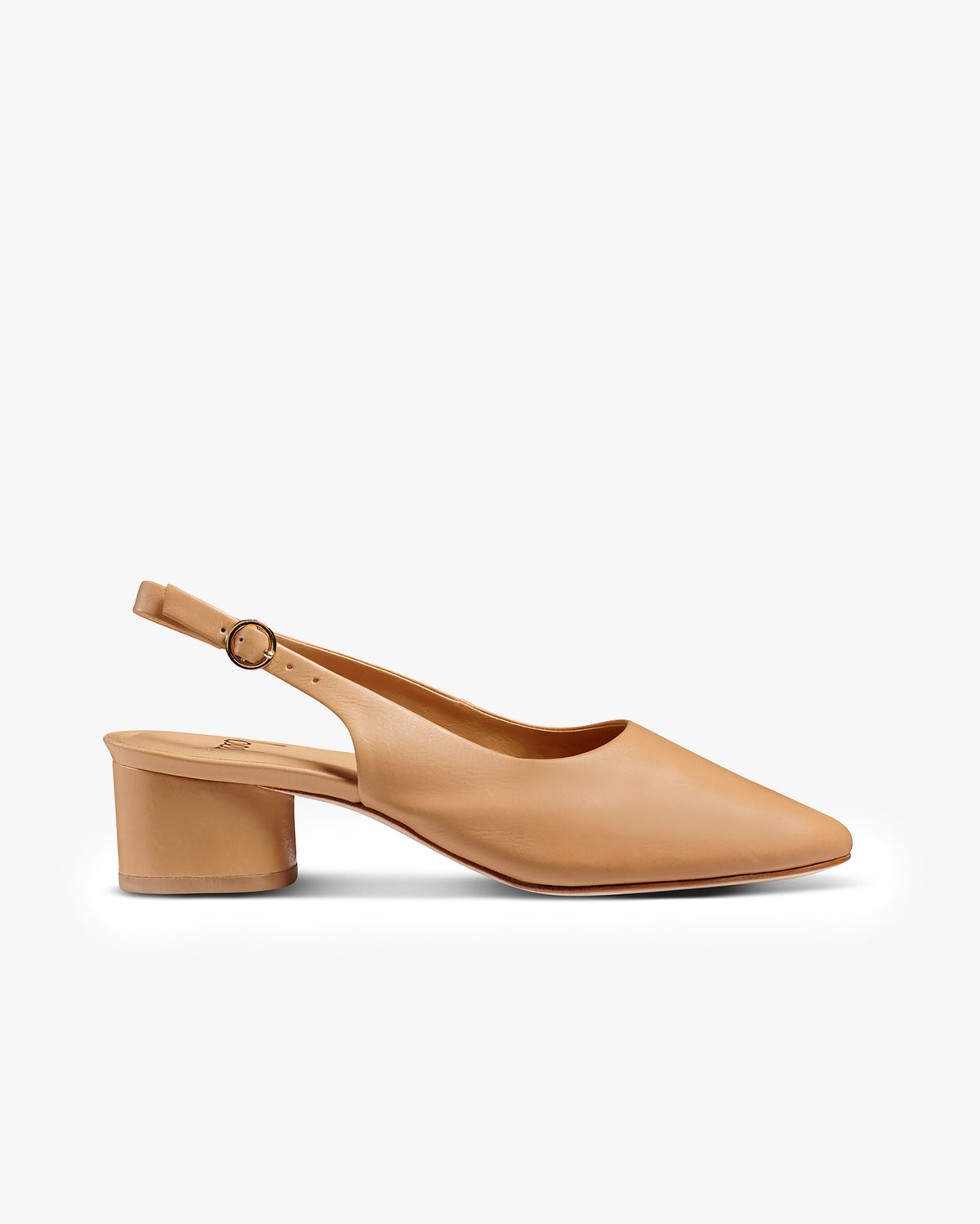 Lora leather heeled mules in beach - product side shot