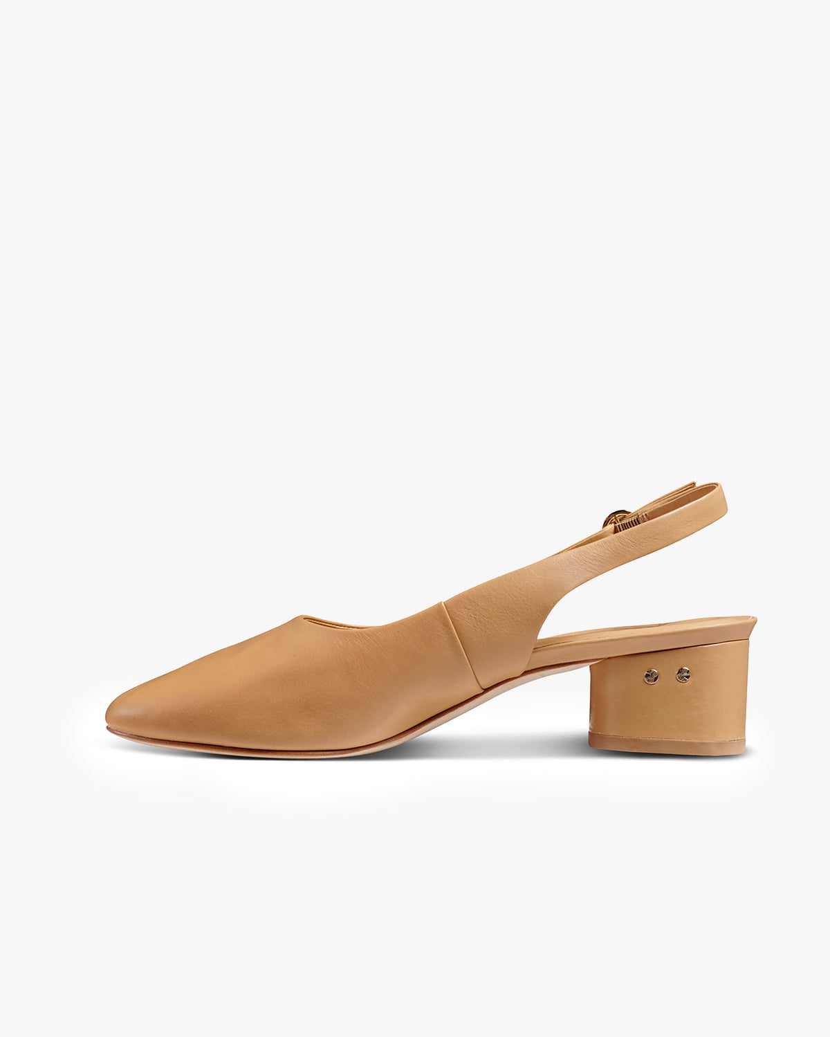 Lora leather heeled mules in beach - product angle shot