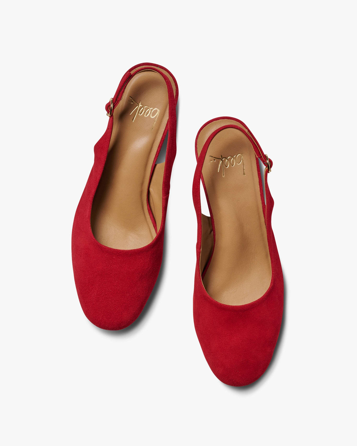 Lora suede heeled sling back shoes in crimson - product top shot