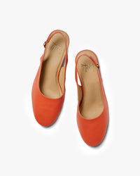 Lora leather heeled mules in tomato - product top shot