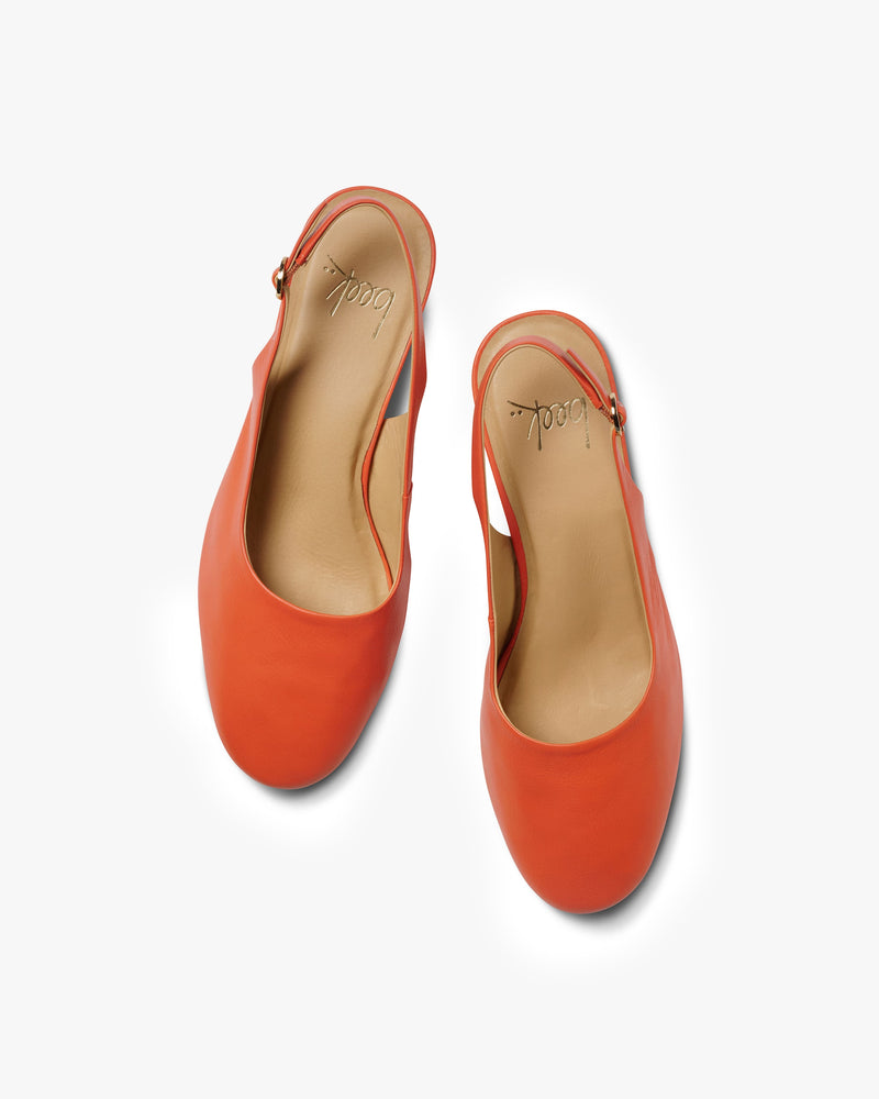 Lora leather heeled mules in tomato - product top shot