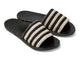 Lovebird leather embroidered slide sandal in black stripe - product angle shot