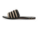 Lovebird leather embroidered slide sandal in black stripe - product side shot