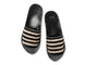 Lovebird leather embroidered slide sandal in black stripe - product top shot