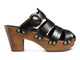 Magpie leather heeled clogs in black - side shot