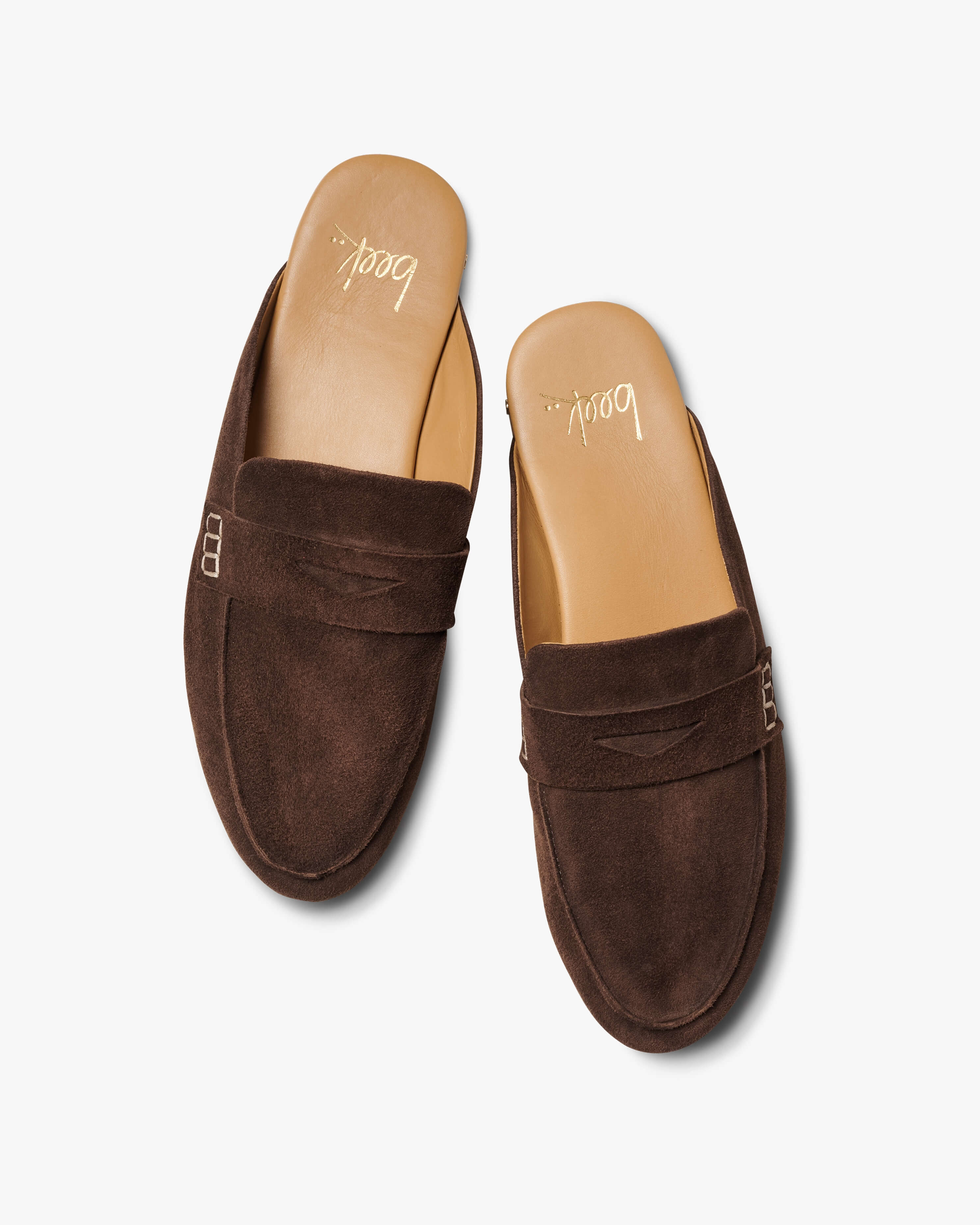 Mallard Suede Backless Loafer - Coffee | beek