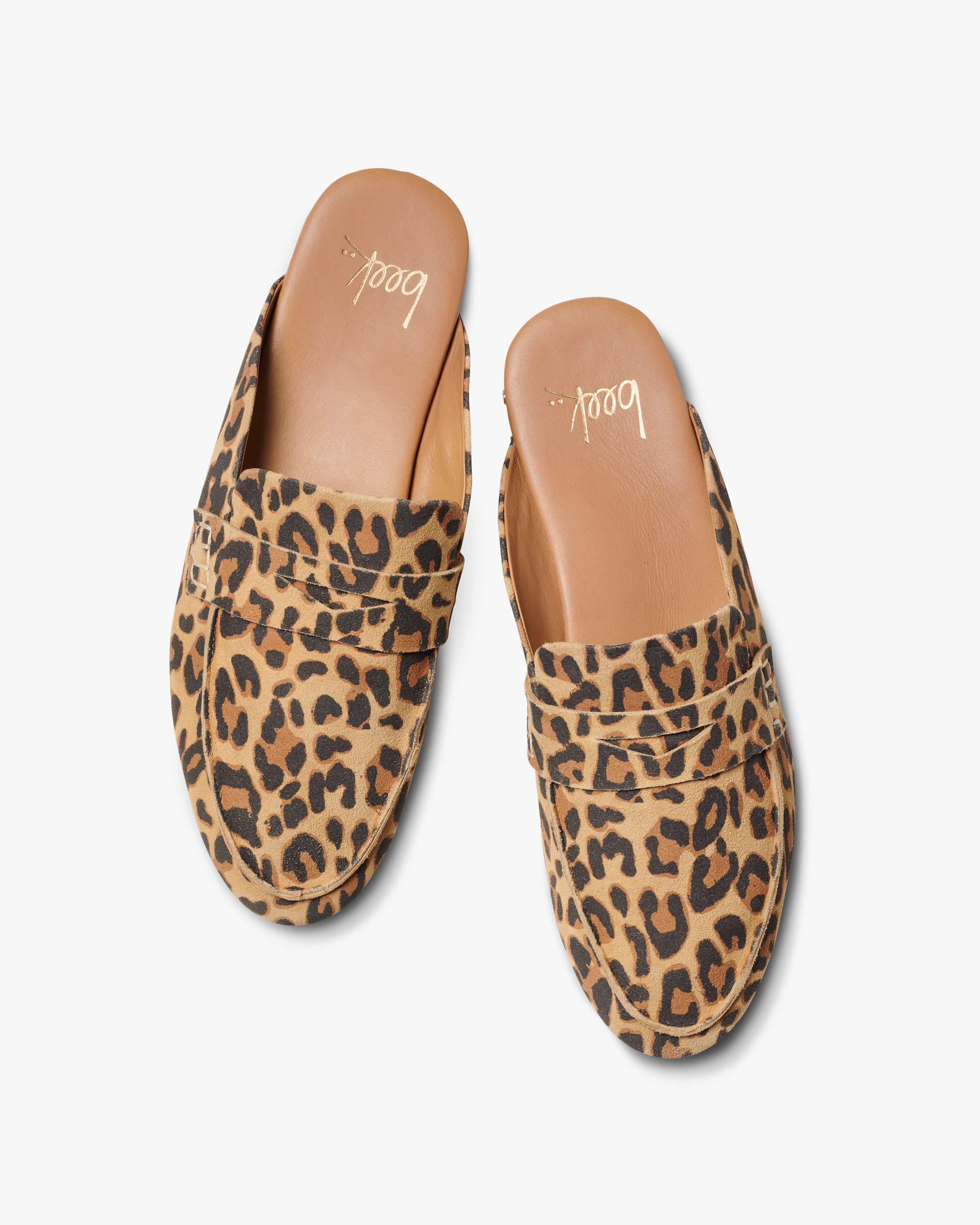 Mallard Suede Backless Loafer - Leopard | beek