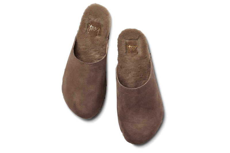 Mallard Shearling clogs in pecan - top shot