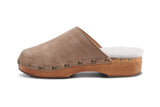 Mallard Shearling clogs in stone - side shot