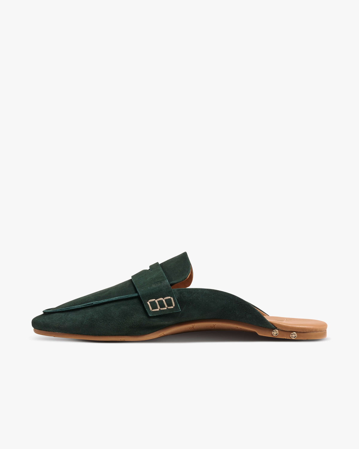 Mallard suede loafer mule in teal - product side shot