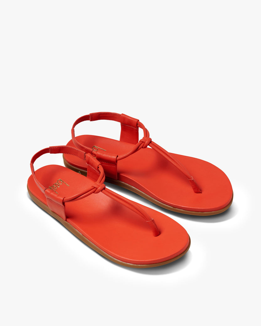 Mango leather t-strap sandal in tomato - product angle shot