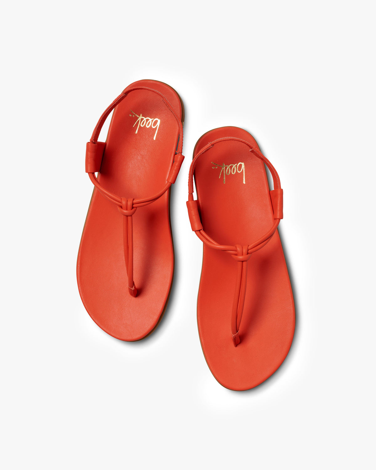 Mango leather t-strap sandal in tomato - product top shot