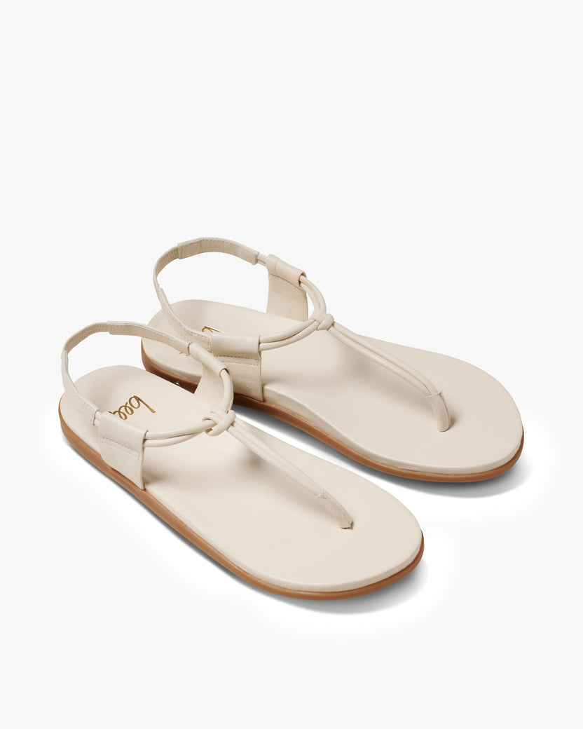 Mango leather t-strap sandal in vanilla - product angle shot