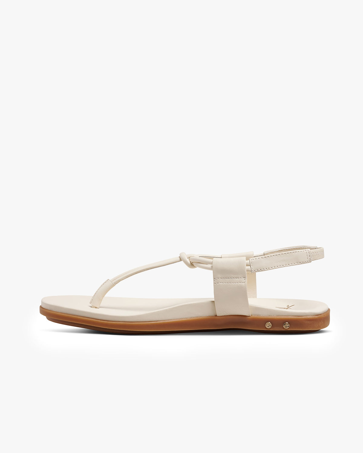 Mango leather t-strap sandal in vanilla - product side shot