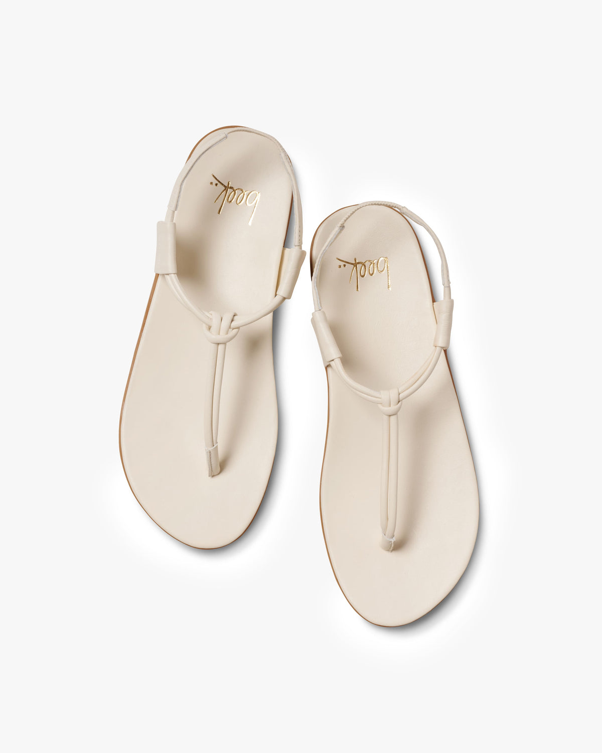 Mango leather t-strap sandal in vanilla - product top shot