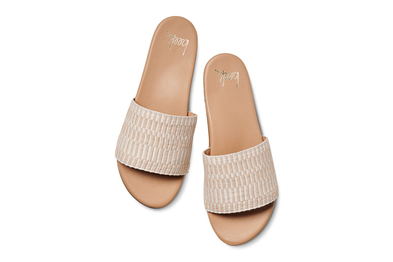 Marshbird textile leather slide sandal in beach - product top shot