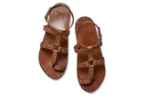 Miner ankle strap leather sandals in tan - top shot