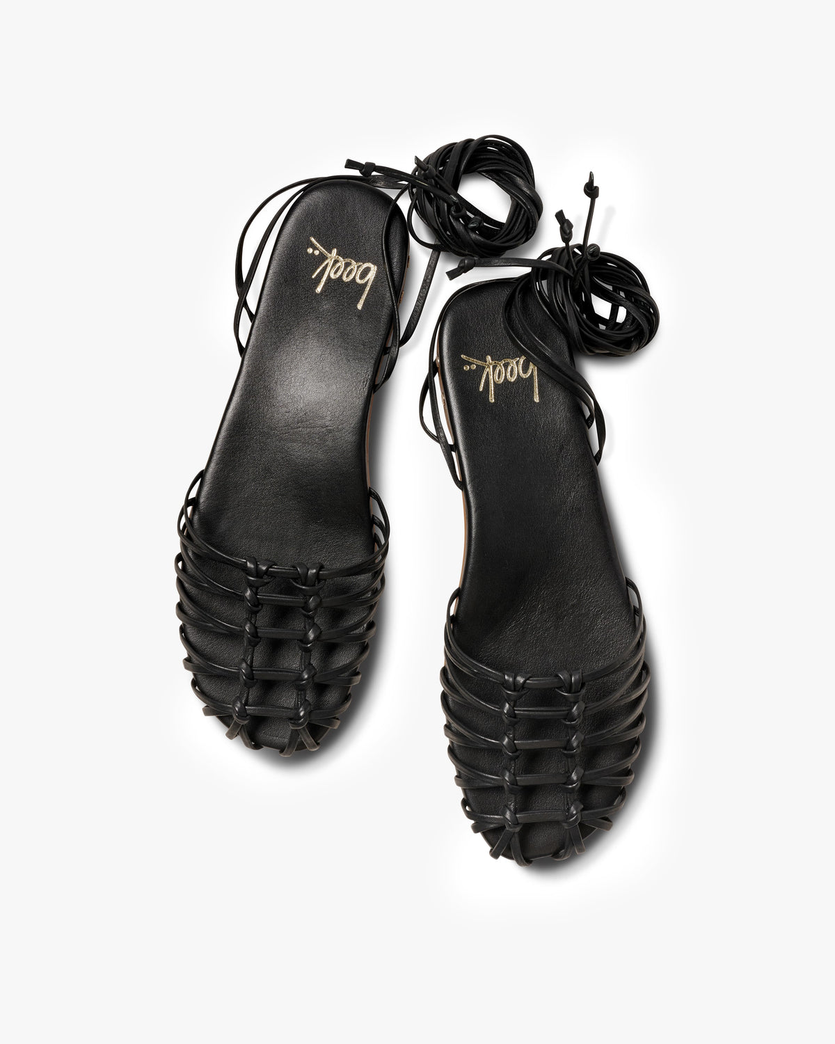 Minla leather ankle wrap sandal in black - product top shot