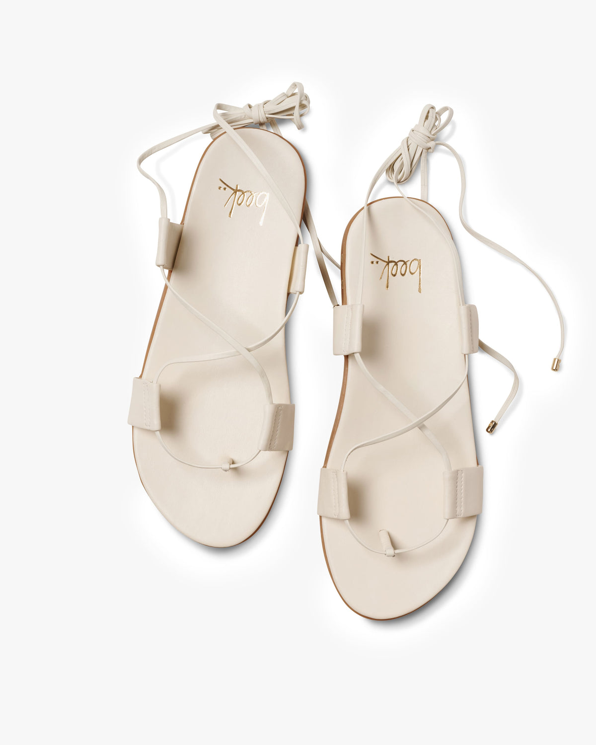 Moa leather ankle wrap sandal in vanilla - product top shot