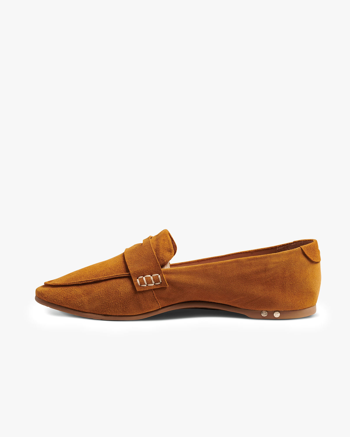 Moorhen suede loafer in caramel - side shot
