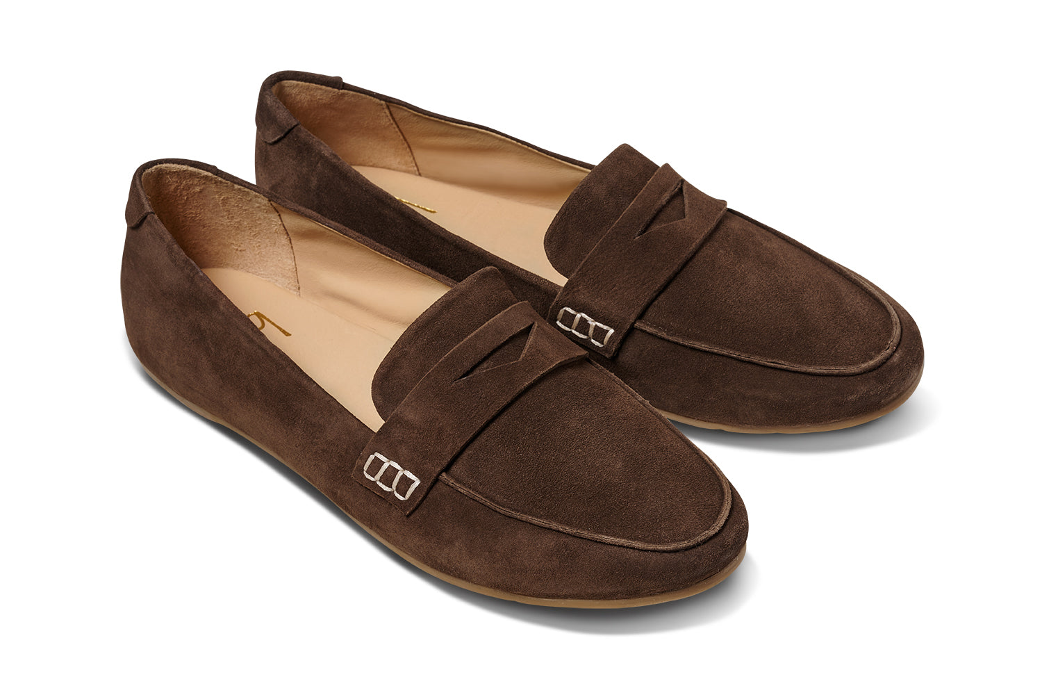 Moorhen suede loafer in coffee - product angle shot