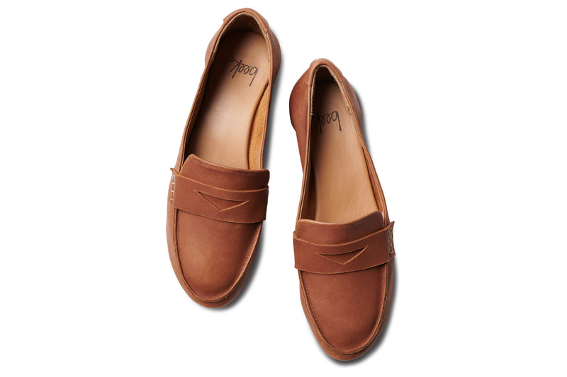 Moorhen leather moccasins in cognac - top shot