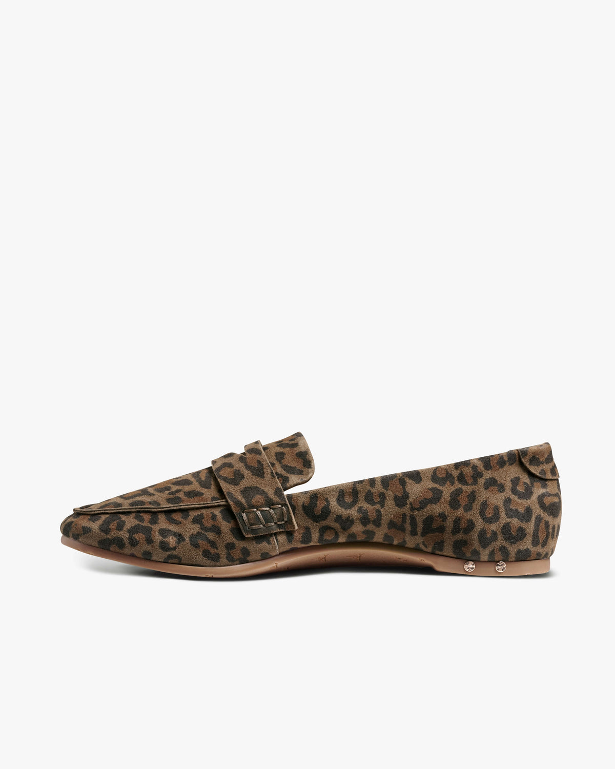 Moorhen suede loafers in leopard - product side shot