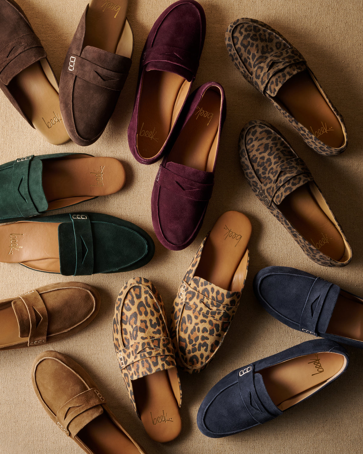 Group shot of Moorhen loafers and Mallard backless loafers
