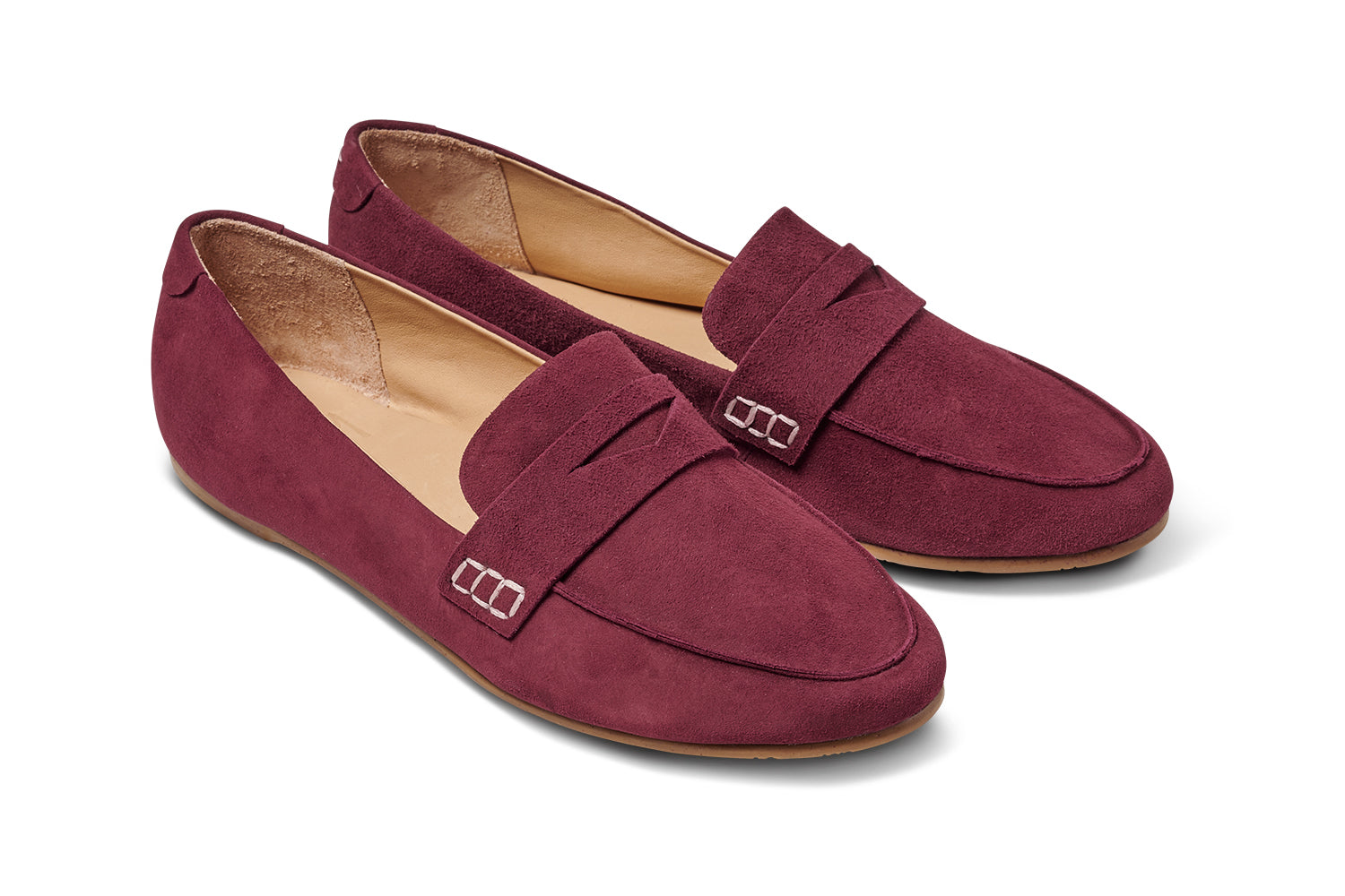 Moorhen suede loafers in port - product angle shot