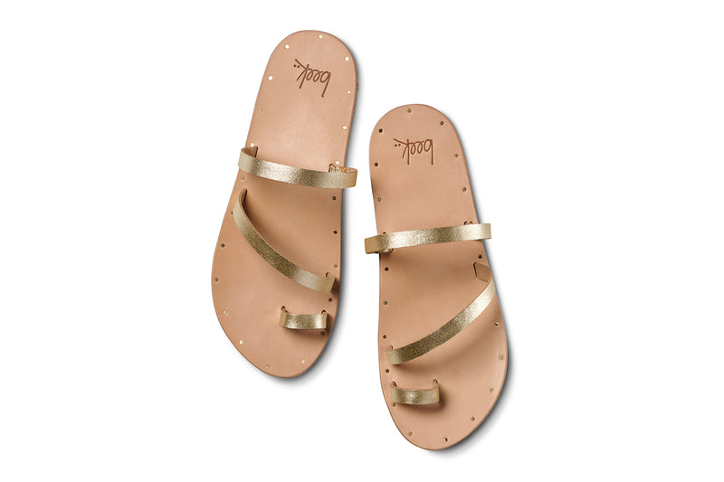 Nene leather slide sandals in platinum/beach - product top shot