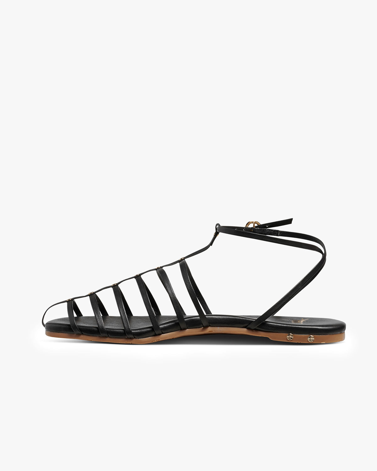 Nightingale leather ankle strap sandal in vanilla - product side shot