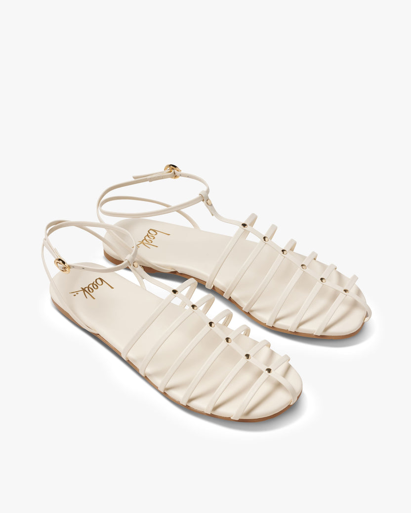 Nightingale leather ankle strap sandal in black - product angle shot