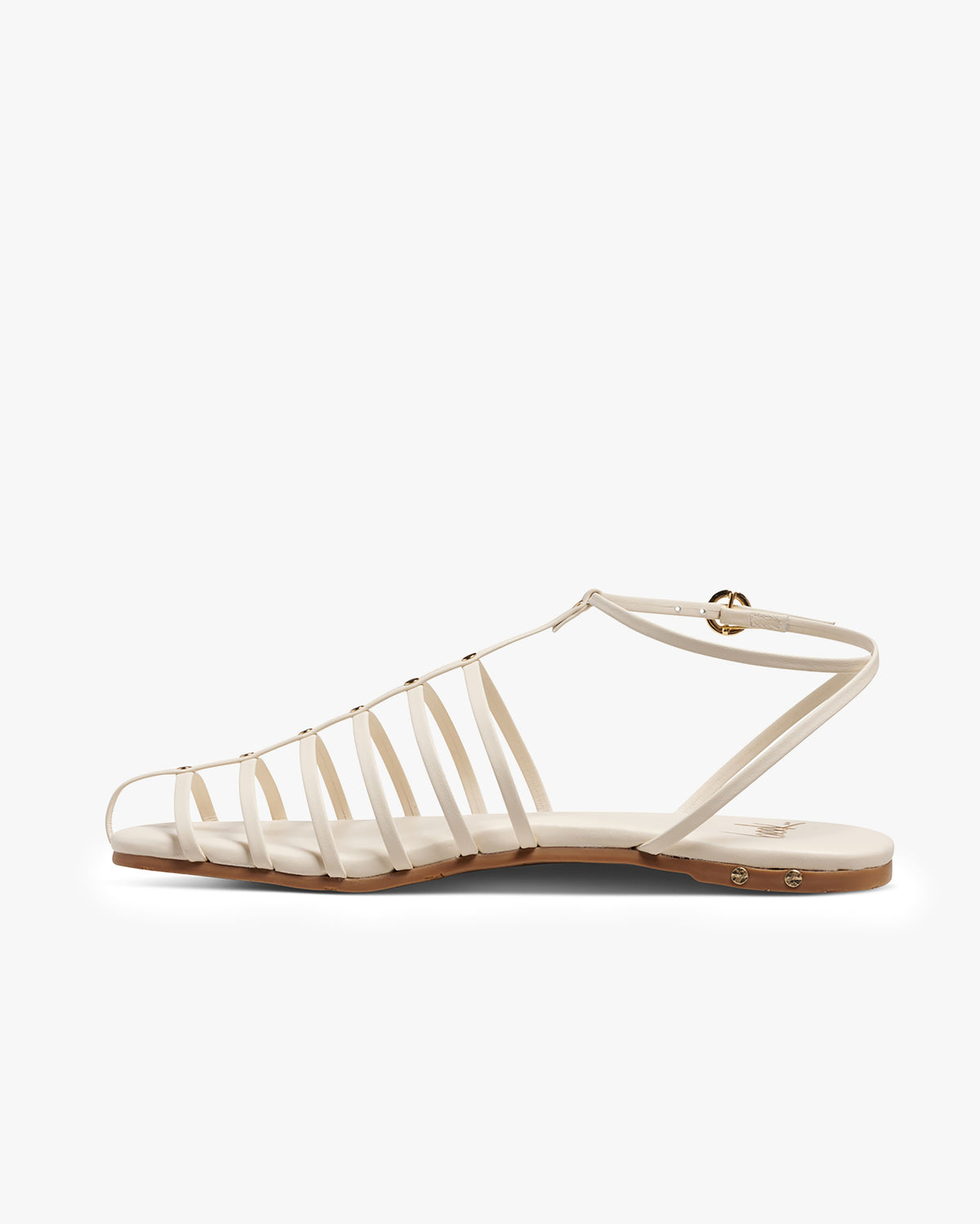 Nightingale leather ankle strap sandal in black - product side shot