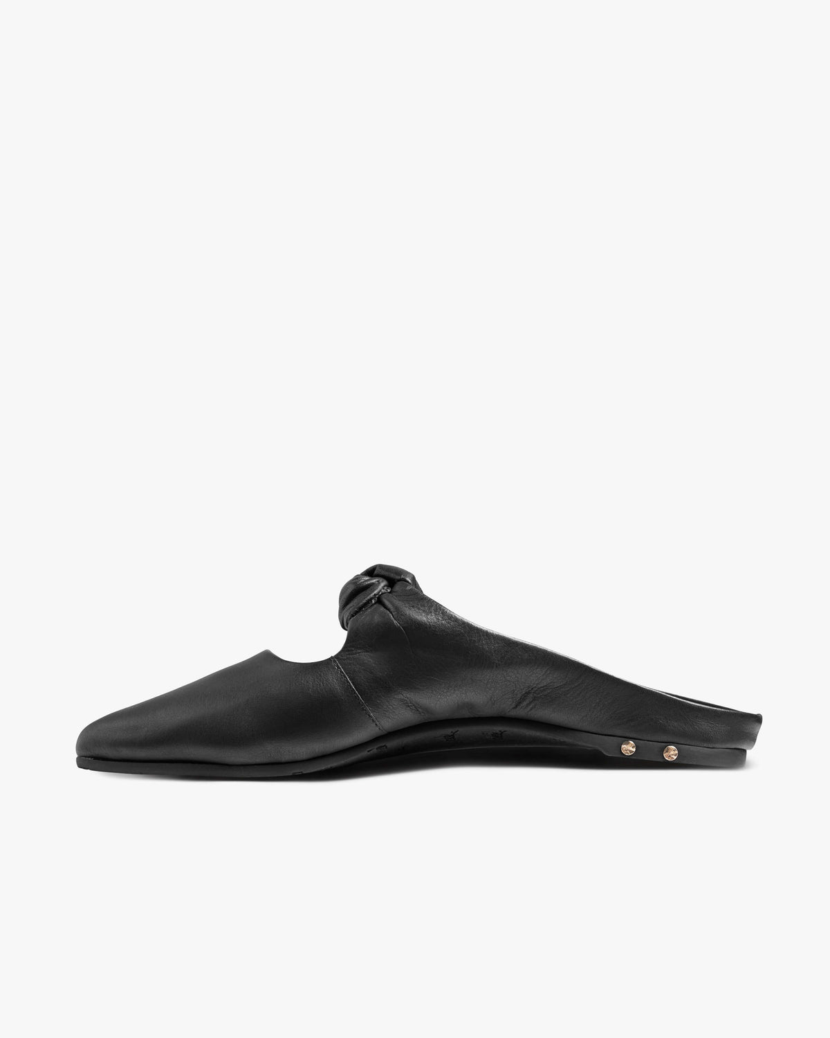 Noddy leather backless ballet mule in black  - product side shot