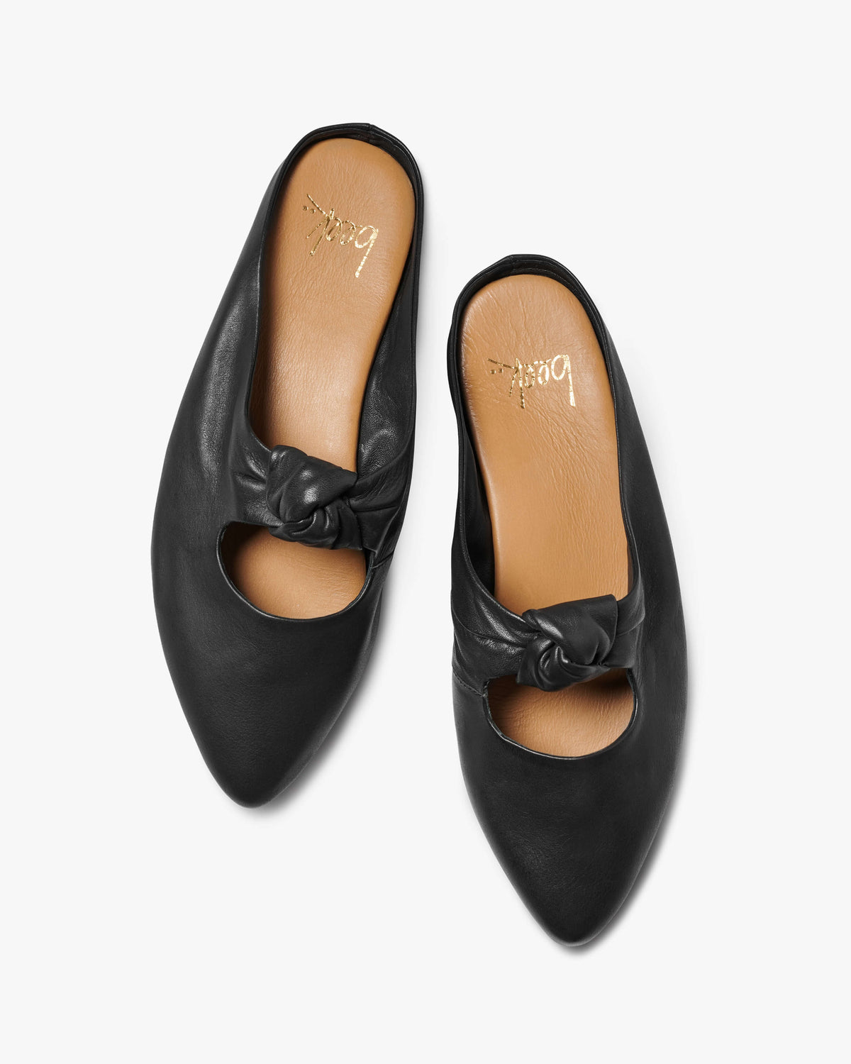 Noddy leather backless ballet mule in black  - product top shot