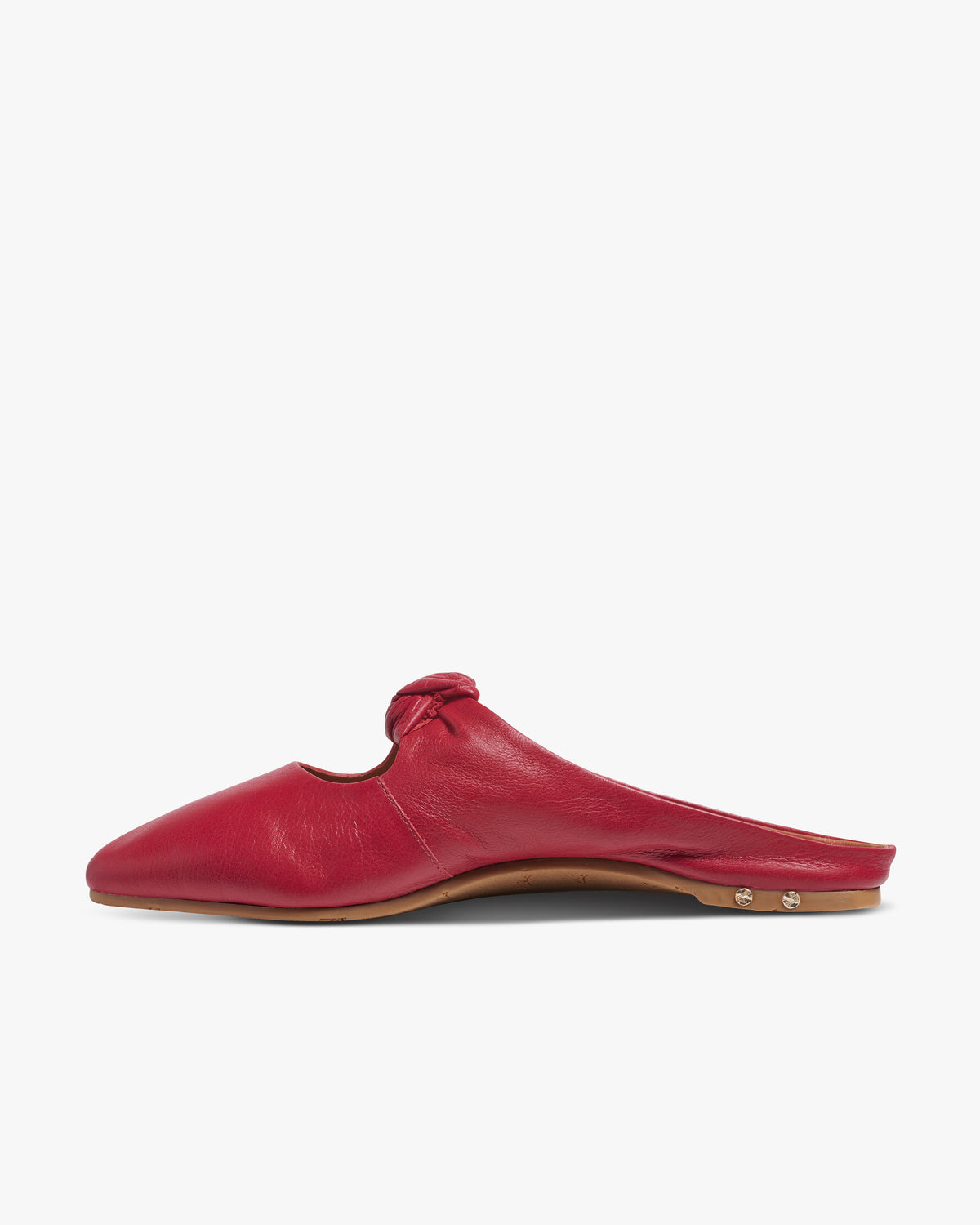 Noddy leather ballet mules in crimson - product side shot