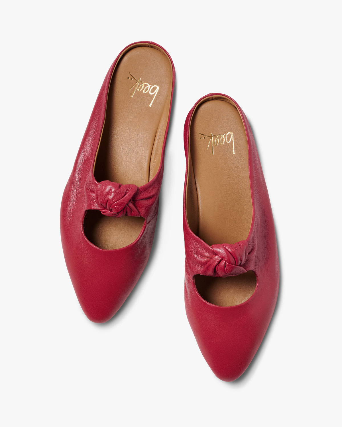 Noddy leather ballet mules in crimson - product top shot
