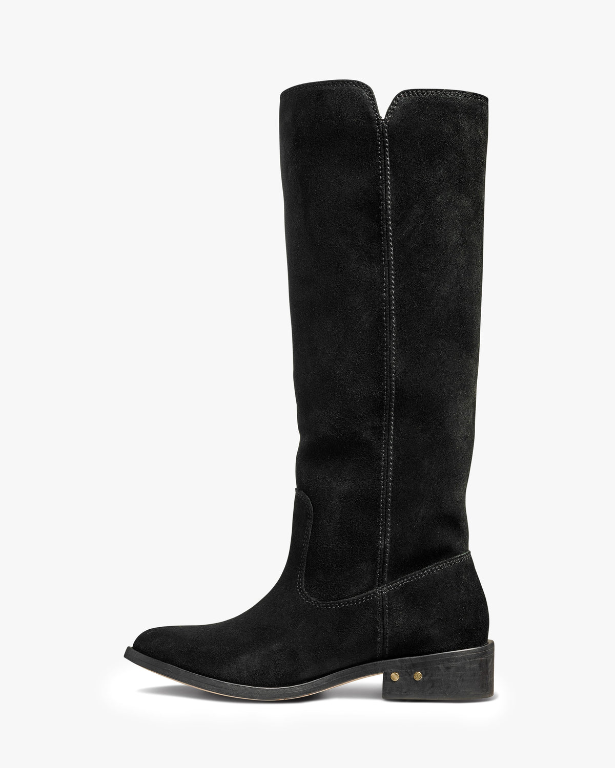 Nuthatch suede knee-high boots in black - product side shot