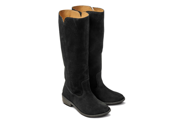 Nuthatch suede knee-high boots in black - product angle shot