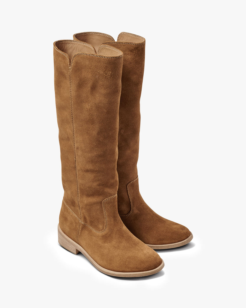 Nuthatch suede knee-high boots in chestnut - product angle shot