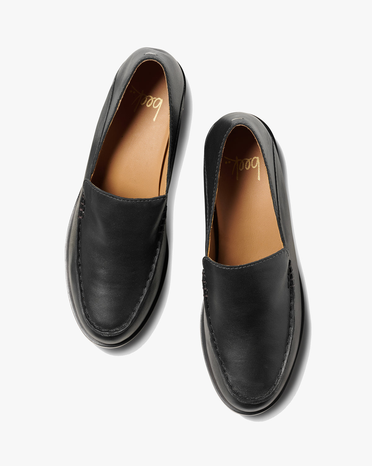Owl leather heeled loafers in black - product top shot