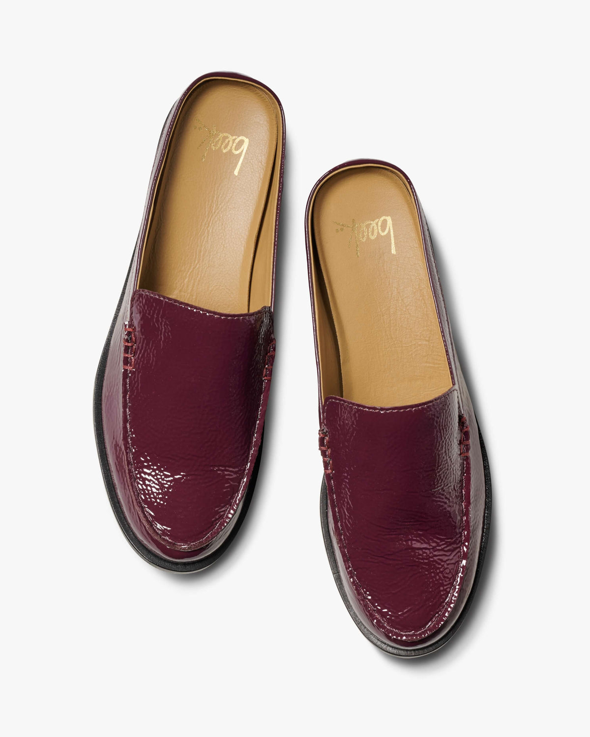 Owlet leather backless loafer in prune - product top shot