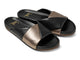 Paloma leather slide sandal in bronze/black - product angle shot
